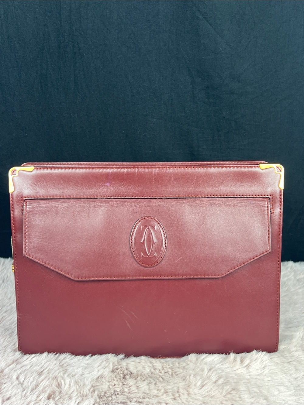 Cartier Vintage Les Must Bordeaux Leather Envelope Clutch Restoration Project